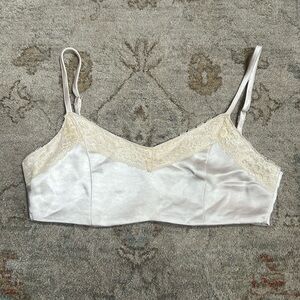 Motel rocks crop tank, lace on top, adjustable straps, satin materiel